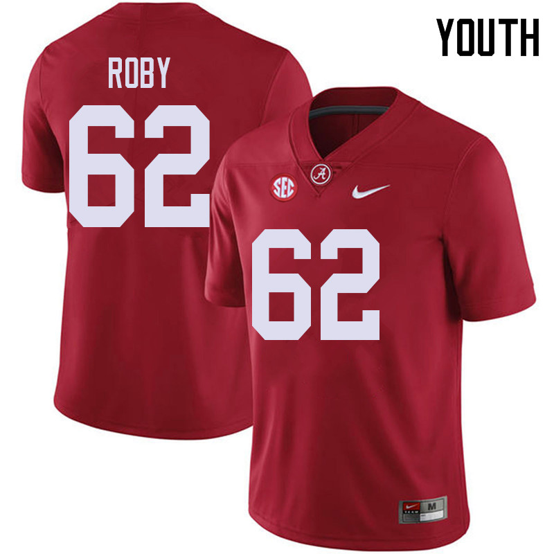 Youth #62 Jackson Roby Alabama Crimson Tide College Football Jerseys Sale-Red